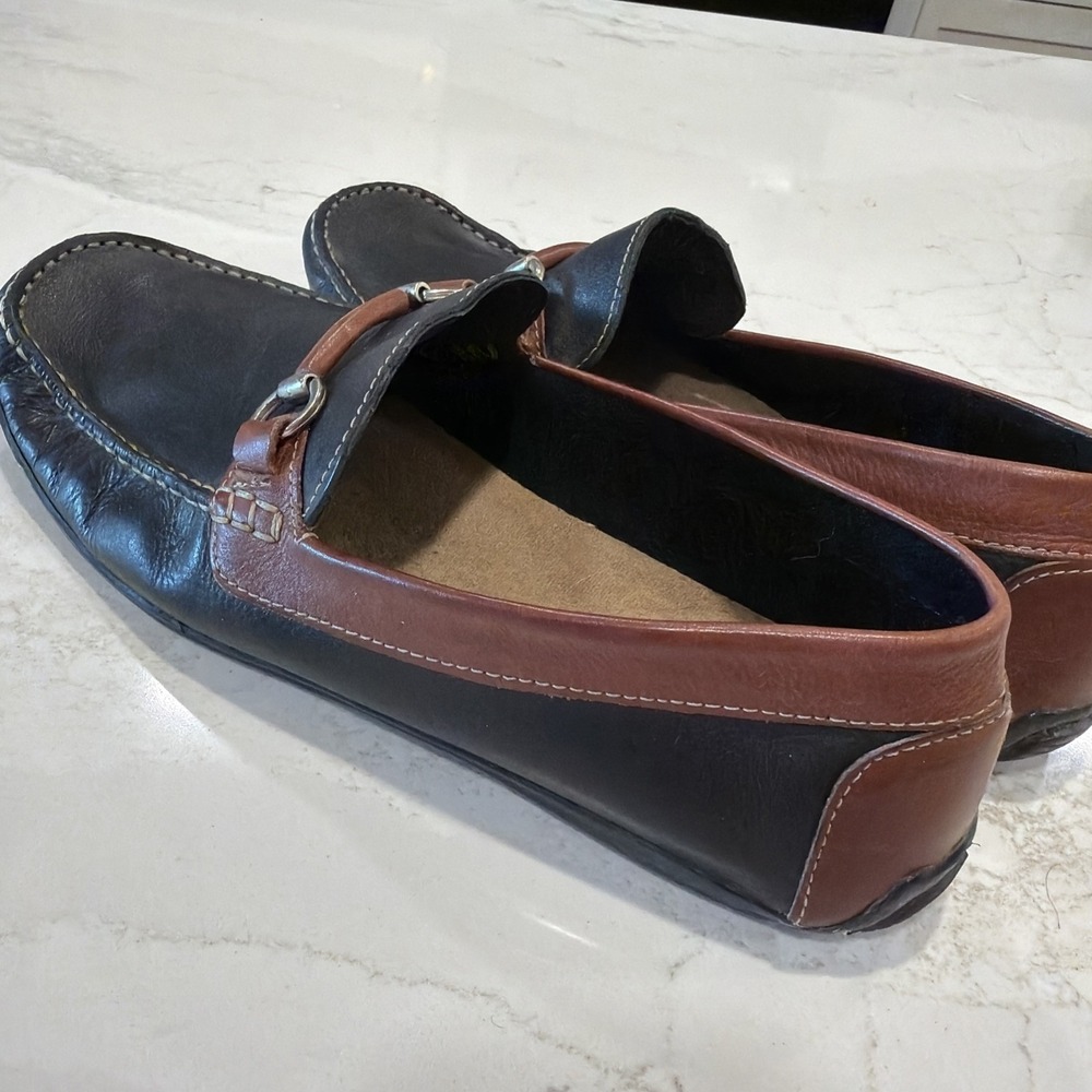 Giorgio Brutini Le Glove Men Horse Bit Two Tone Black Brown Leather Loafers 10.5 - Picture 4 of 14